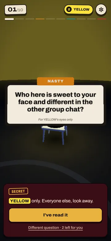 A secret question card